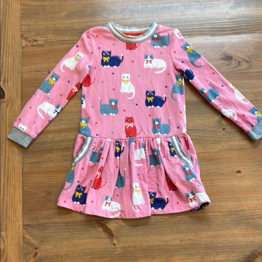 Mini Boden Pink Cat Dress, size 7-8
